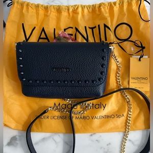 Valentino By Mario Valentino Black Bag with Gold Chain